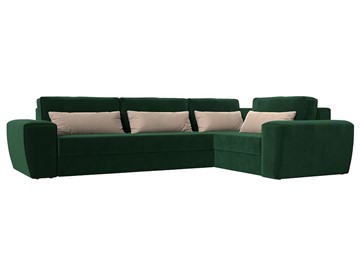 Угловой диван Лига-008 Long, Зеленый\Бежевый(велюр) арт. 118713 в Биробиджане