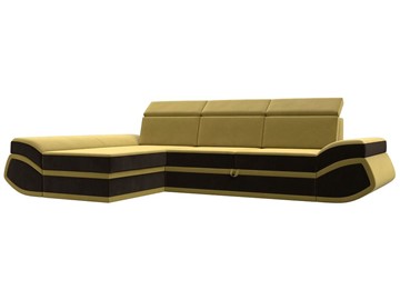 Угловой раскладной диван Лига-032 Желтый\коричневый (Микровельвет) в Биробиджане