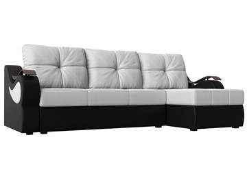 Угловой диван Меркурий, Белый/черный (экокожа) в Биробиджане