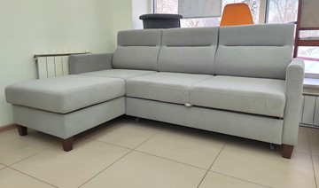 Угловой диван с оттоманкой Марсель Luma 13 серый велюр в Биробиджане