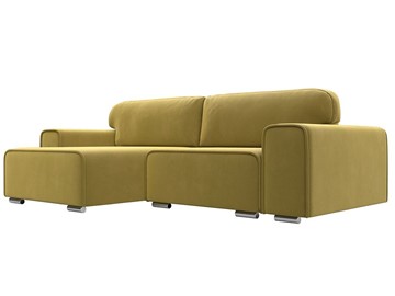 Угловой диван с оттоманкой Лига-029, Желтый (Микровельвет) в Биробиджане