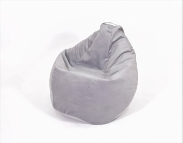 Кресло-мешок Груша малое, велюр однотон, серое в Биробиджане