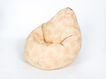 Кресло-мешок Груша среднее, жаккард, бежевые листья в Биробиджане
