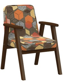 Кресло Ретро ткань геометрия коричневый, каркас орех в Биробиджане