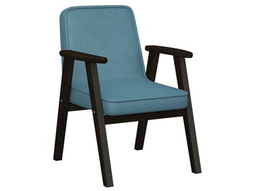 Кресло мягкое Ретро ткань голубой, каркас венге в Биробиджане