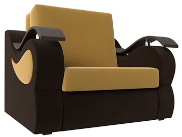 Кресло раскладное Меркурий (60), Желтый\коричневый (Микровельвет\Экокожа) в Биробиджане