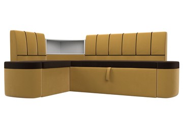 Раскладной кухонный диван Тефида, Коричневый\Желтый (Микровельвет) в Биробиджане