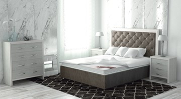Кровать с механизмом 2-спальная Сарма Манхэттен 160х200 (с коробом), высота спинки - 140 см в Биробиджане