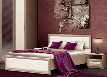 Кровать в спальню Камелия, 1600, шимо светлый/белый кожзам в Биробиджане