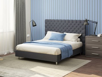 Кровать 2-спальная Proson Paris Boxspring Standart 200х200, Рогожка (Savana Grey (серый)) в Биробиджане
