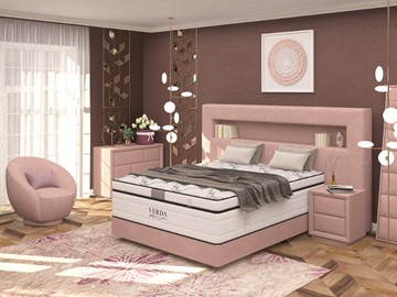 Кровать в спальню Smart/Podium M 160х200, Флок (Велсофт Винтажный розовый) в Биробиджане