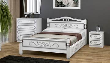 Кровать с выкатными ящиками Карина-5 (Белый Жемчуг) 160х200 в Биробиджане