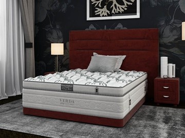 Кровать в спальню Modern Compact/Ваsement 160х200, Микровелюр (Manhattan Гранатовый) в Биробиджане
