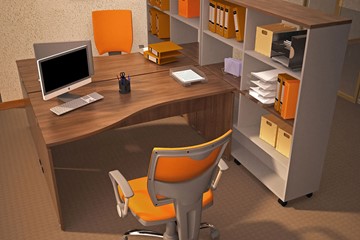 Комплект офисной мебели Милан для 2 сотрудников со стеллажом в Биробиджане