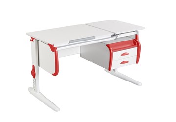 Детский стол-трансформер 1/75-40 (СУТ.25) + Tumba 3  белый/белый/Красный в Биробиджане