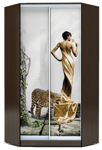 Угловой шкаф 2300х1103, ХИТ У-23-4-77-03, Девушка с леопардом, венге в Биробиджане
