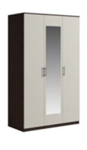 Шкаф 3 двери Genesis Светлана, с зеркалом, венге/дуб молочный в Биробиджане