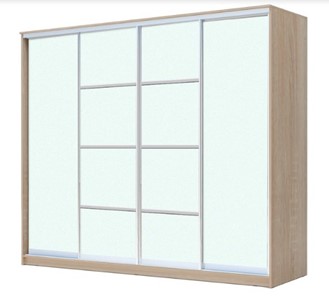 Шкаф 4-х дверный ХИТ 23-24/2-8888, с матовым стеклом, разделительные планки х2, Дуб сонома в Биробиджане