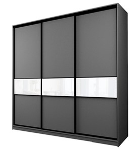 Шкаф 3-х створчатый MAX МШ-27-6-24-999, Профиль Черный/Цвет Графит/с белой пленкой Oracal в Биробиджане