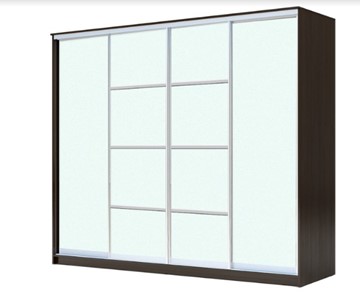 Шкаф 4-х дверный ХИТ 23-24/2-8888, с матовым стеклом, разделительные планки х2, Венге в Биробиджане