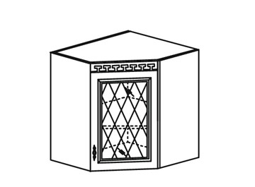 Кухонный шкаф Веста настенный угловой со вставкой из стекла 718*600*600 мм в Биробиджане