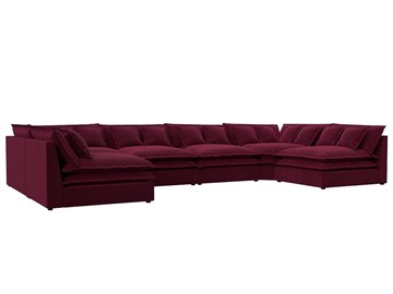 Большой П-образный диван Лига-040, Бордовый (микровельвет) в Биробиджане