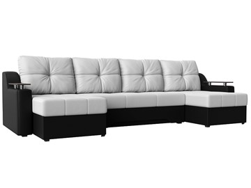 П-образный диван Сенатор, Белый/Черный (Экокожа) боннель в Биробиджане