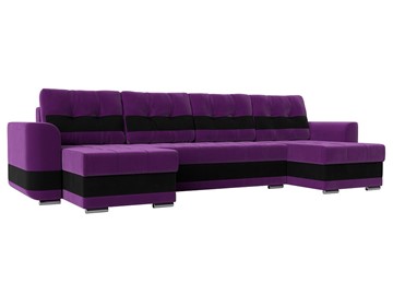 П-образный диван Честер, Фиолетовый/черный (вельвет) в Биробиджане