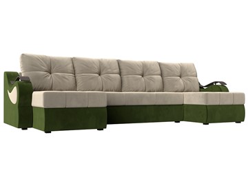 П-образный диван Меркурий П, Бежевый/зеленый (вельвет) в Биробиджане