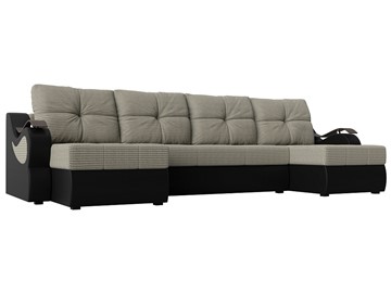 П-образный диван Меркурий П, Корфу 02 (рогожка)/черный (экокожа) в Биробиджане