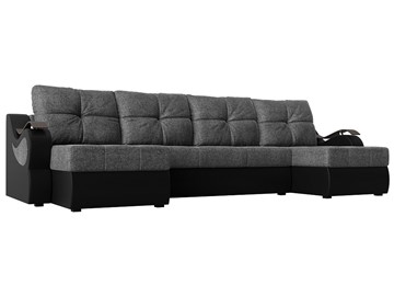 П-образный диван Меркурий П, Серый/черный (рогожка/экокожа) в Биробиджане