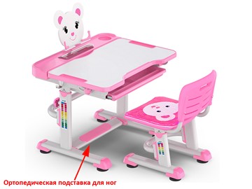 Растущий стол и стул Mealux EVO BD-04 Teddy New XL, WP, розовая в Биробиджане
