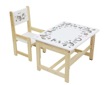 Комплект детской мебели POLINI KIDS ECO 400 SM, ЕДИНОРОГ, 68Х55 СМ, БЕЛЫЙ-НАТУРАЛЬНЫЙ в Биробиджане