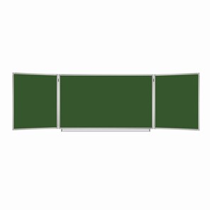 Доска для мела магнитная 3-х элементная 100х150/300 см, 5 рабочих поверхностей, зеленая, BRAUBERG, 231707 в Биробиджане