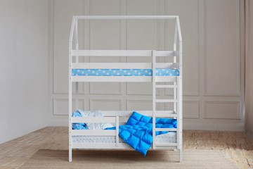 Детская двухъярусная кровать Домик, цвет белый в Биробиджане