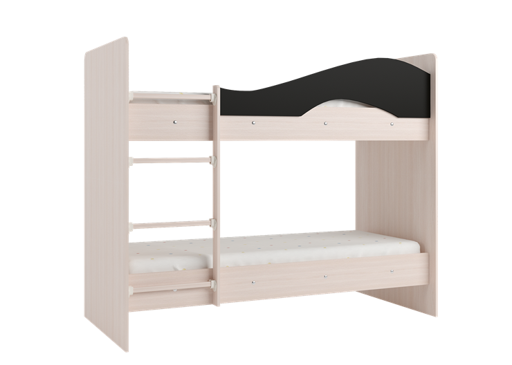 Двухэтажная детская кровать Мая на щитах со шкафом и ящиками, корпус Млечный дуб, фасад Венге в Биробиджане - изображение 2
