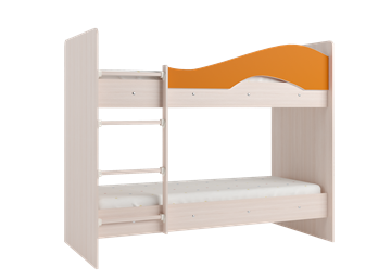 Детская 2-этажная кровать Мая с 2 ящиками на щитах, корпус Млечный дуб, фасад Оранжевый в Биробиджане - предосмотр 2
