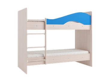 Кровать 2-ярусная Мая с 2 ящиками на щитах, корпус Млечный дуб, фасад Синий в Биробиджане - предосмотр 2