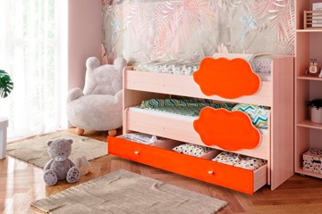 Двухъярусная кровать Соник 1.6 с ящиком, Оранжевый в Биробиджане