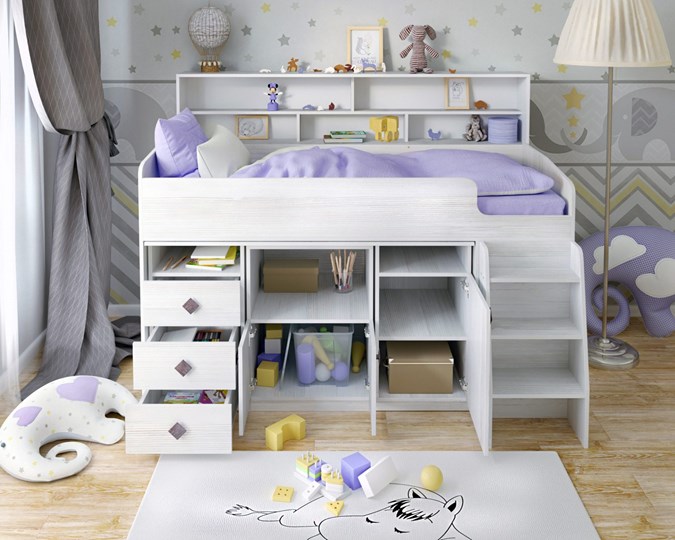 Кровать-чердак в детскую Малыш-5, цвет Винтерберг в Биробиджане - изображение 3
