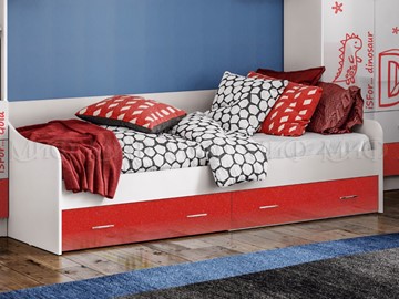 Кровать подростковая Алфавит (Красный) с ящиками в Биробиджане