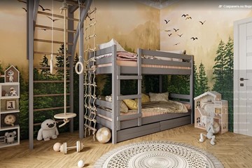 Детская кровать Джуниор двухъярусная с ящиками (Антрацит) в Биробиджане - предосмотр 1