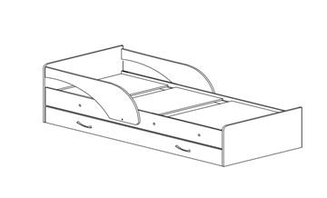 Кровать с ящиками Максимка, корпус Млечный дуб, фасад Оранжевый в Биробиджане - предосмотр 1