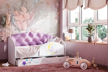 Односпальная детская кровать Звездочка с бортиком, Фиолетовый в Биробиджане