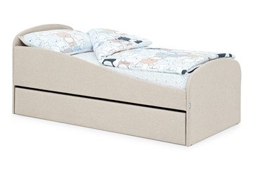 Мягкая кровать с ящиком Letmo карамель (рогожка) в Биробиджане