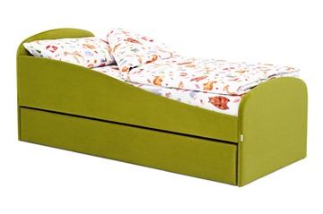 Мягкая кровать с ящиком Letmo оливковый (велюр) в Биробиджане