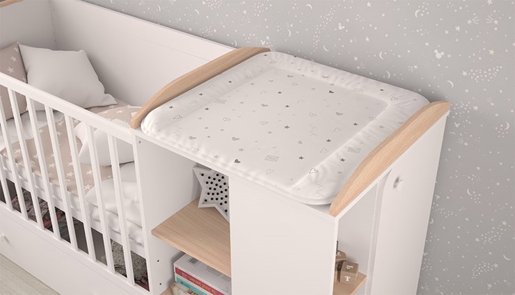 Многофункциональная кровать с комодом POLINI Kids Ameli 800 Белый / Дуб пастельный, серия AMELI в Биробиджане - изображение 4