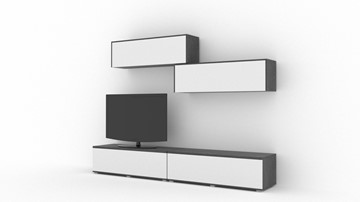Гостиный гарнитур Куб (Cube), цвет Белый софт, Черный ясень в Биробиджане - предосмотр 1