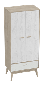 Шкаф для одежды Калгари, Дуб натуральный светлый/Белый матовый в Биробиджане