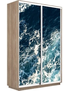 Шкаф 2-х дверный Экспресс 1600x450x2200, Морские волны/дуб сонома в Биробиджане